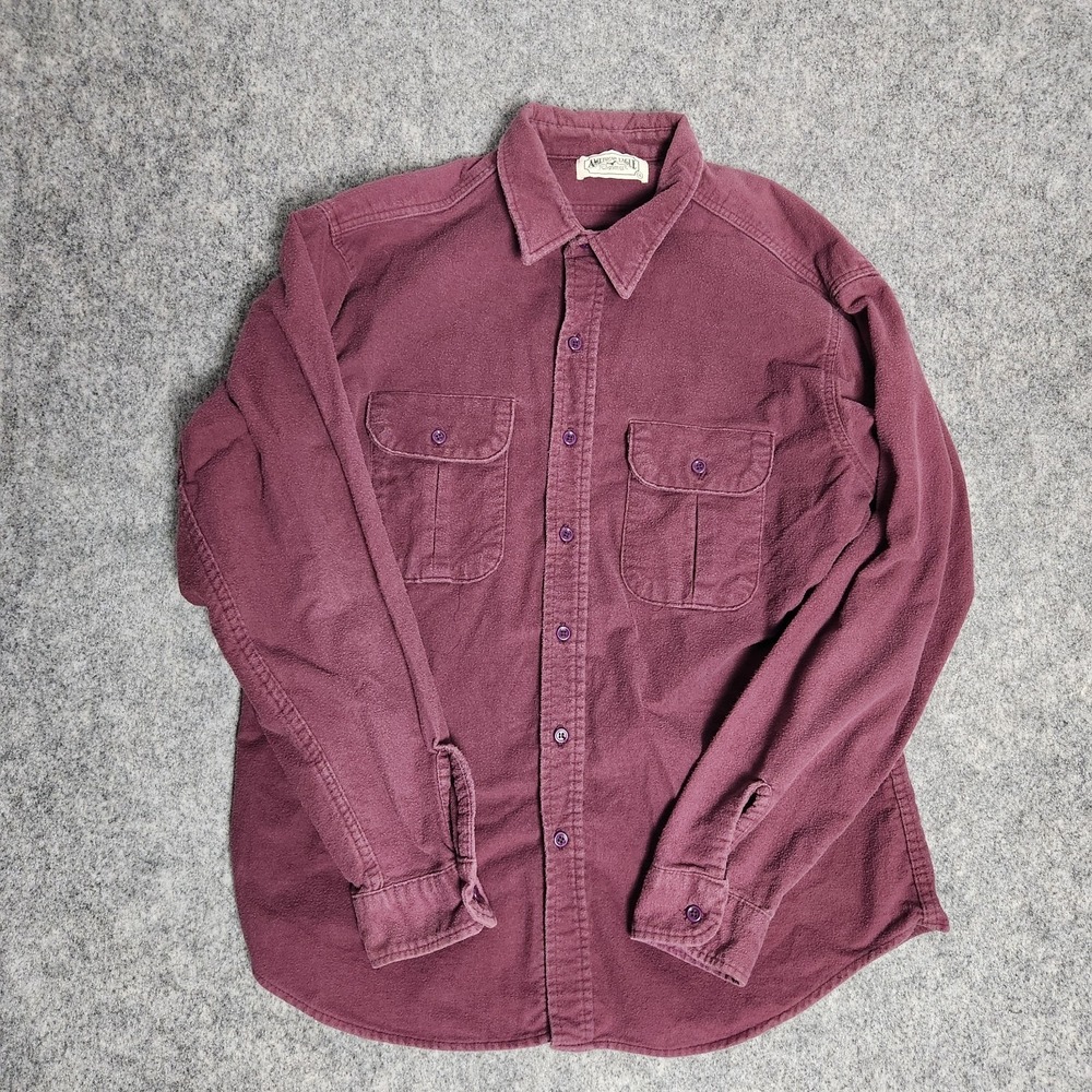 American Eagle VTG 80s Shirt Men XL‎ Red Chamois Brush Flannel Western USA Made